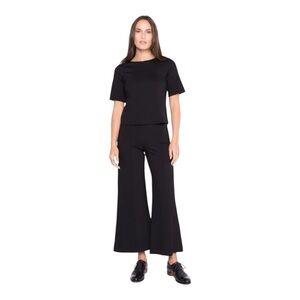 Ripley Rader Black Ponte Knit Wide Leg Pants Cropped pull-on | 2 small (4-6) US